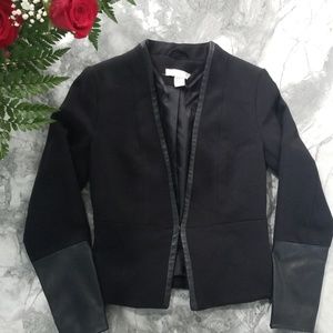 Size 4 H&M Black Blazer w/ faux leather trim